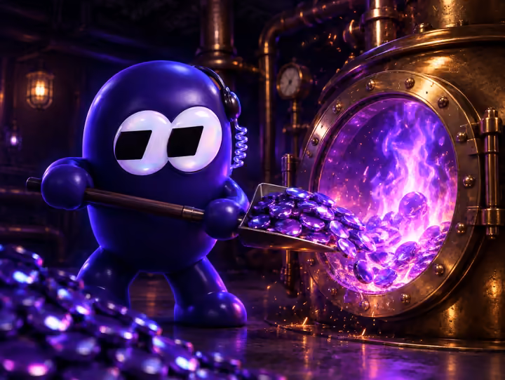 the bouncer shovels coins into a brass furnace